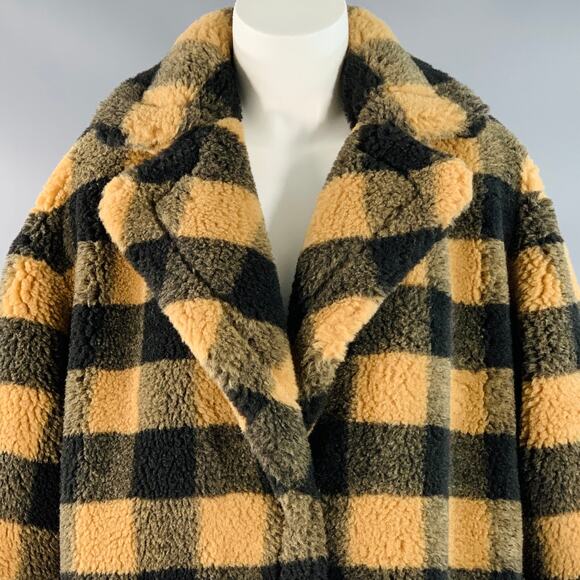 STAND STUDIO Size S Maria Tan Black Polyester Wool Checkered Notch Lapel Coat - Picture 2 of 9